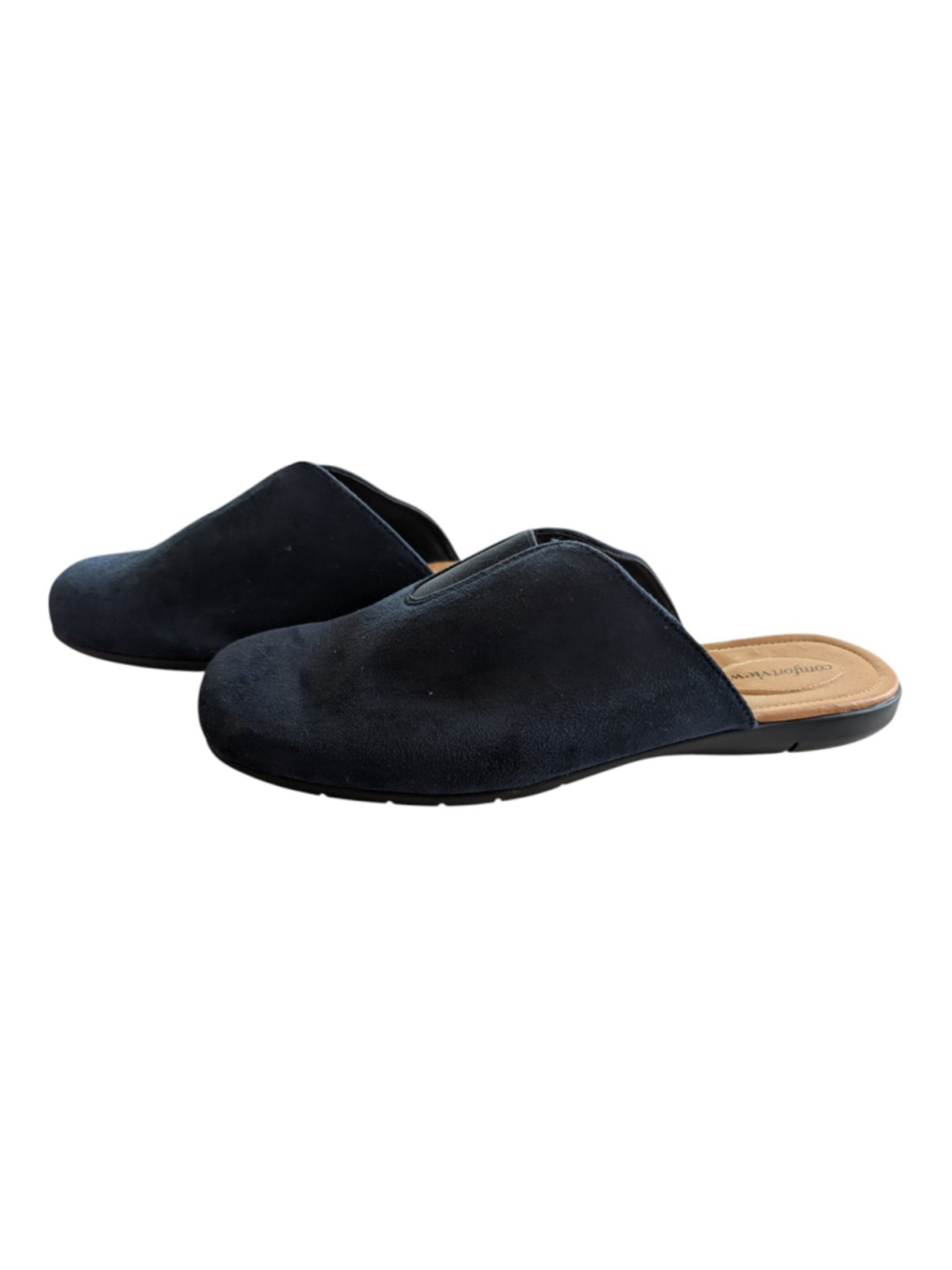 Comfortview Amorie Women's Navy Blue Slip On Flat Mules Size 12W Wide Width